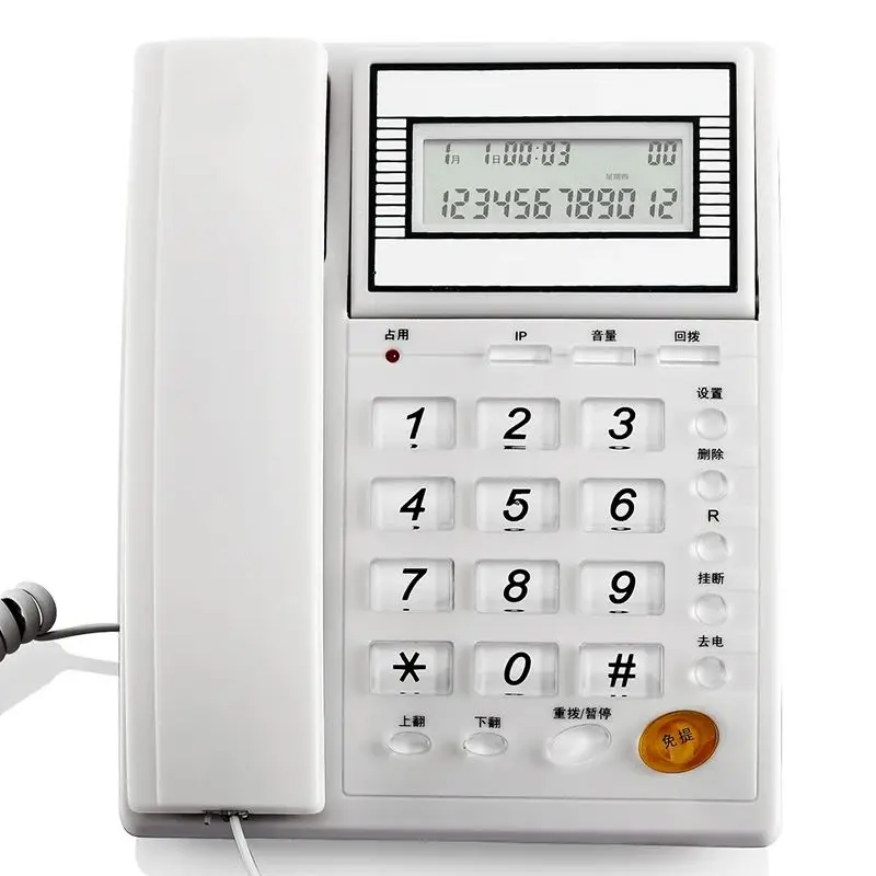 Tilt Display Corded Phone with Caller ID, Hands-Free Calling, Automatic IP, Wired Landline Phone for Home Hotel, White, Black