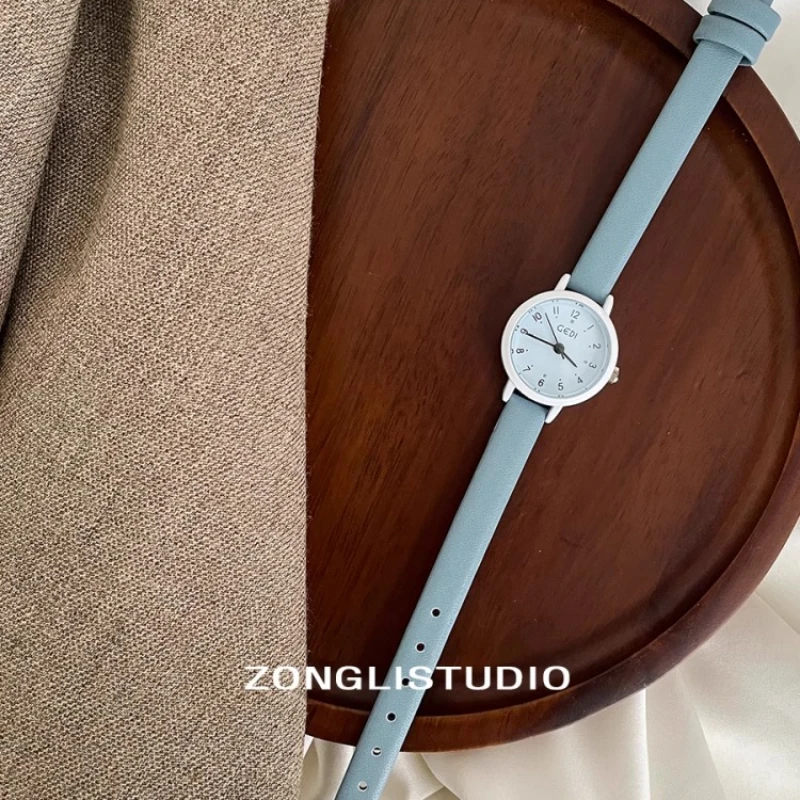 Fashion new color clashing dopamine leather woman watch female small delicate student clock waterproof ladies wristwatch