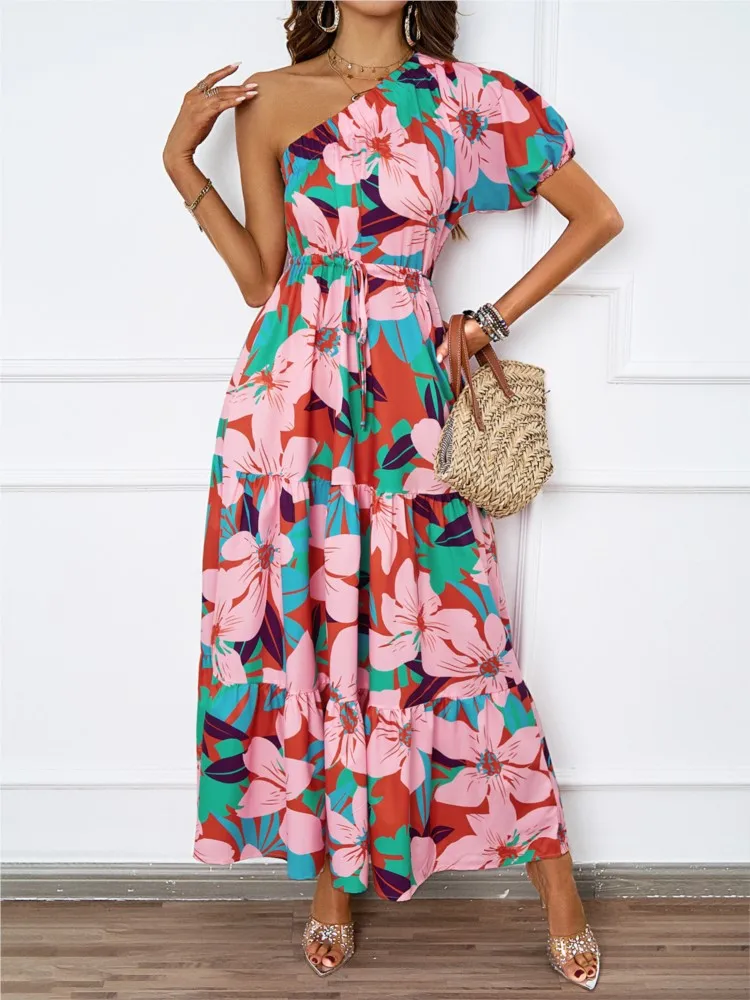 

Женское летнее платье 2026 года: сексуальное, с открытыми плечами, модное, с принтом, в богемном стиле, для пляжного отдыха, длинное, повседневное, свободного кроя