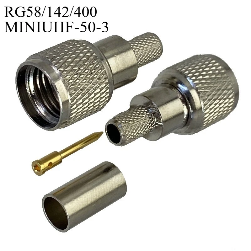 10PCS Mini UHF Male Crimp Connector Mini UHF Plug for RG58 LMR195 RG142 RG400 Coax Cable 50 Ohm