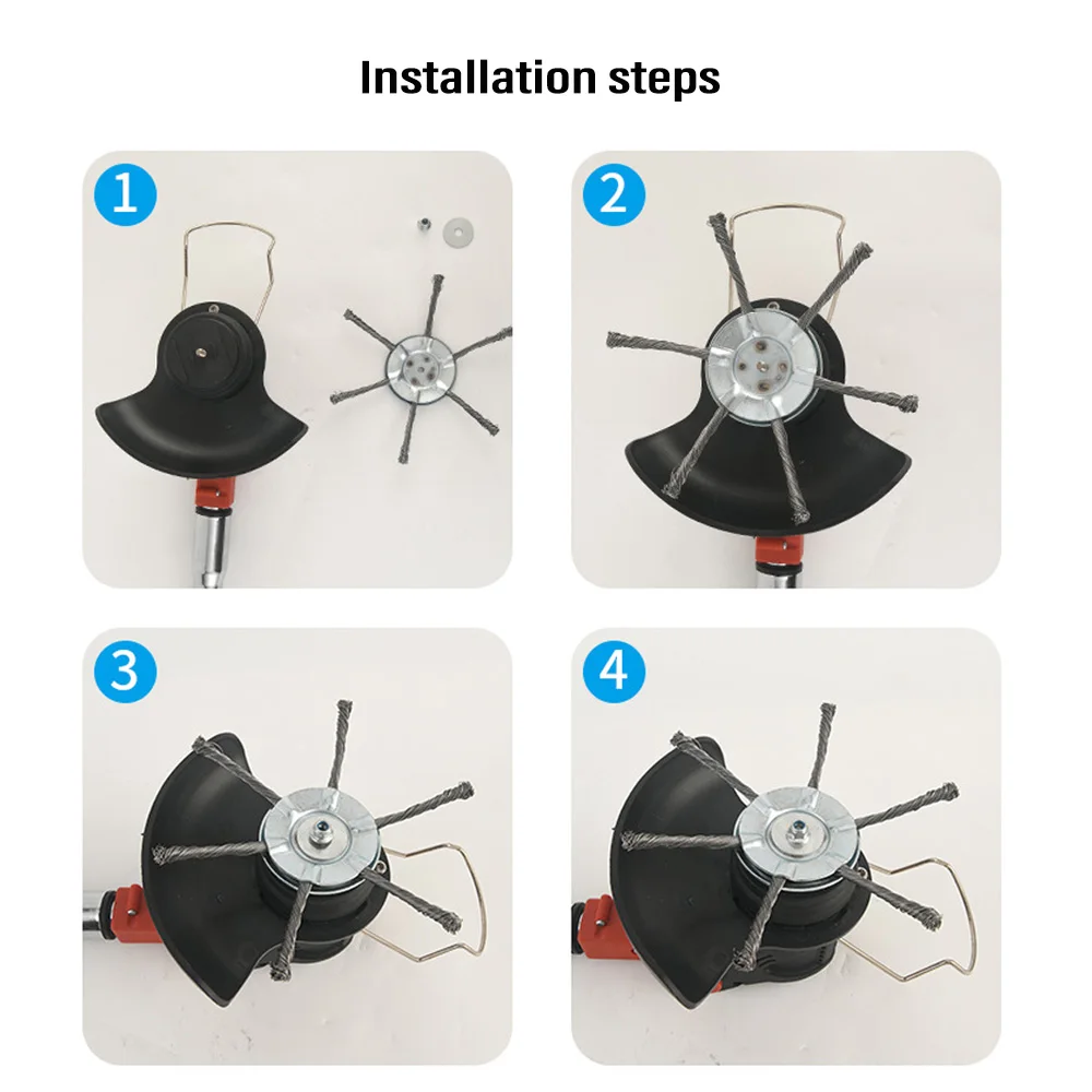 Unkrautbürstenkopf Stahldraht Rad Rasentrimmer Kopf Entfernung Moos Rost Rasenmäher Grasbürste Scheibe Unkrautbürste Trimmerköpfe