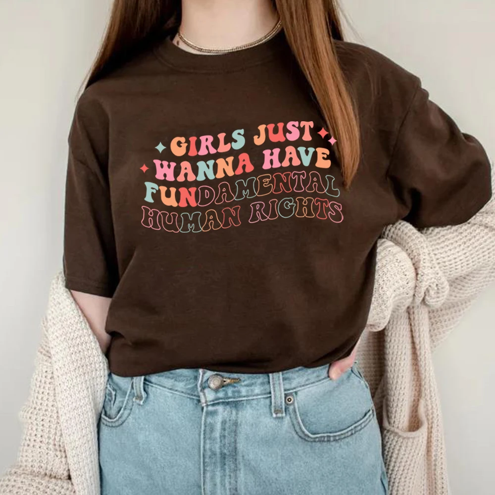 2025 Girls Just Wanna Have Fundamental Human Rights Shirt Pro Choice Equality Clothing Feminism Top Vintage Womens Rights Tee