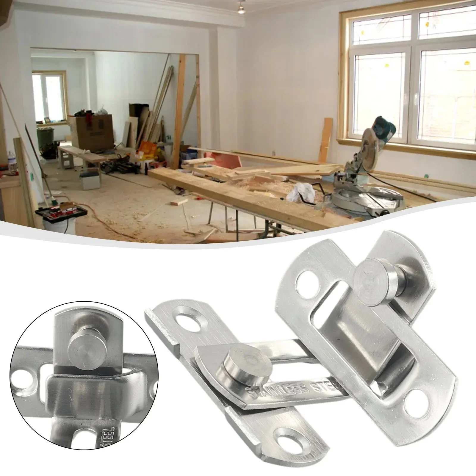 3 Inch 90 Degree Door Buckle Stainless-Steel Lock Sliding Door Right Angle Buckle Door / Window Hasp Sliding-Locks