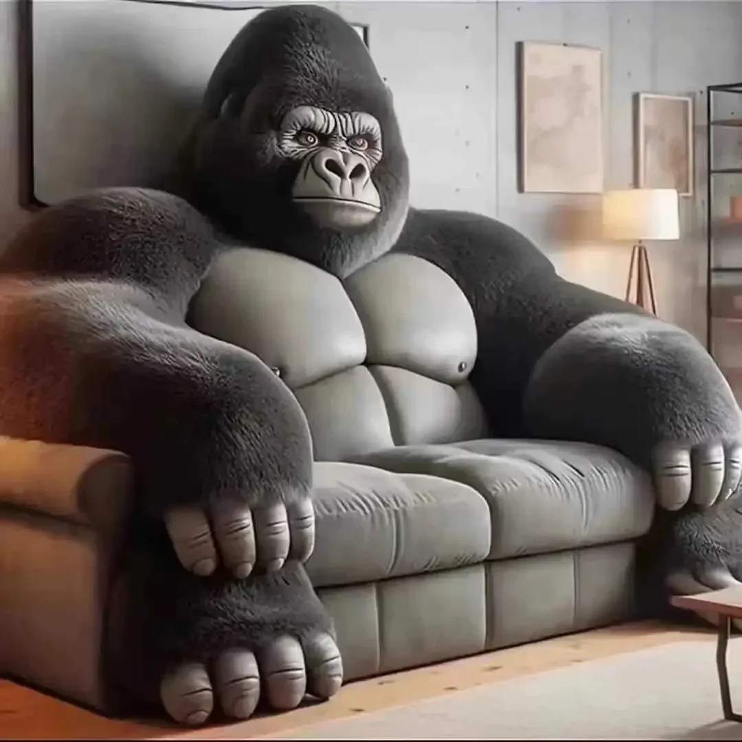 Gorilla Sofa Living Room Furniture Two-Dimensional Diamond Sofa Bedroom Bed Creative Large Animal Leather Sofa Bed