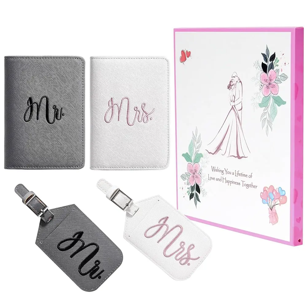 

Подарки для невесты на свадебный душ, набор багажных бирок и держателей для паспортов для него и для нее, свадебные подарки для молодоженов 202