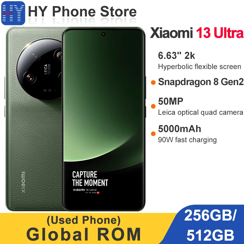 Глобальная ПЗУ Xiaomi 13 Ultra 256 ГБ/512 ГБ Snapdragon 8 Gen 2 90 Вт 5000 мАч Аккумулятор 6,63 дюйма 2k Экран 50 МП + 32 МП Камера
