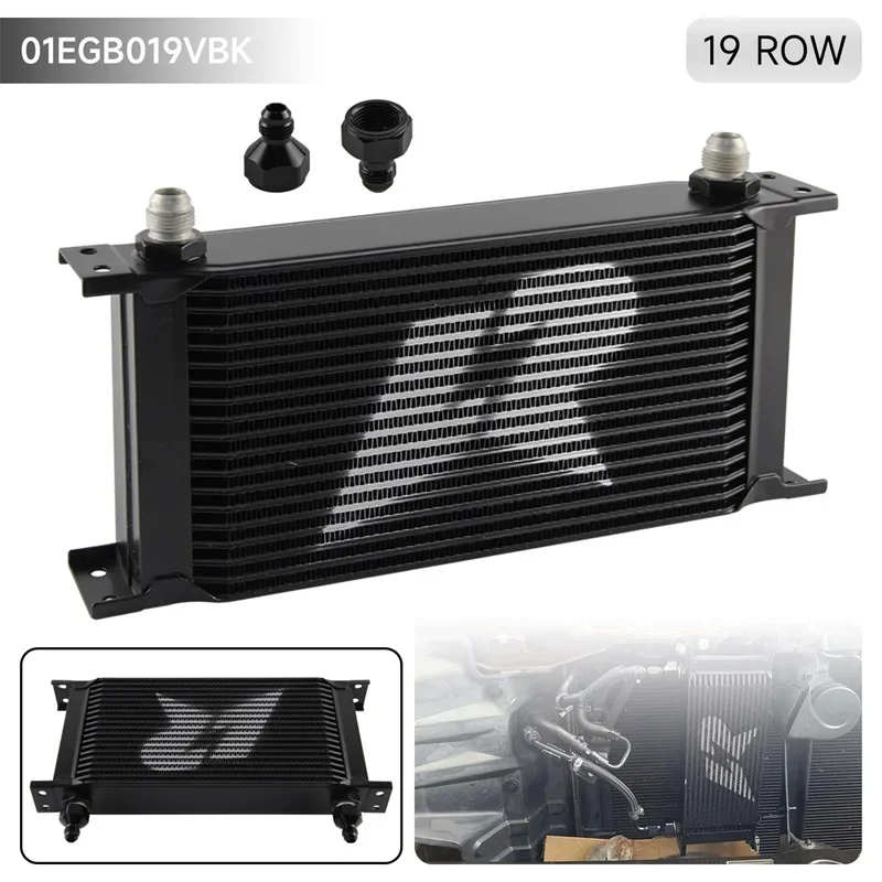 19 Row AN8 Stacked Plate Oil Cooler AN6 Adapter Universal Transmission Engine Aluminium Radiator 248MM 3/4