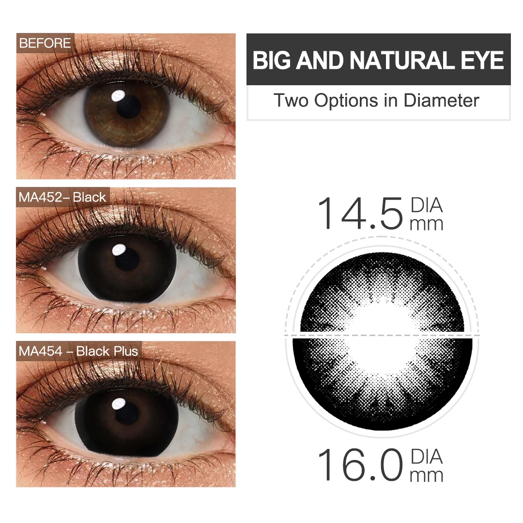 16.0mm Big Eyes Color Contact Lenses Supersize Black Color Contact Lens for Eyes Beauty Cosmetic Brown Color 2PC Lens yearly