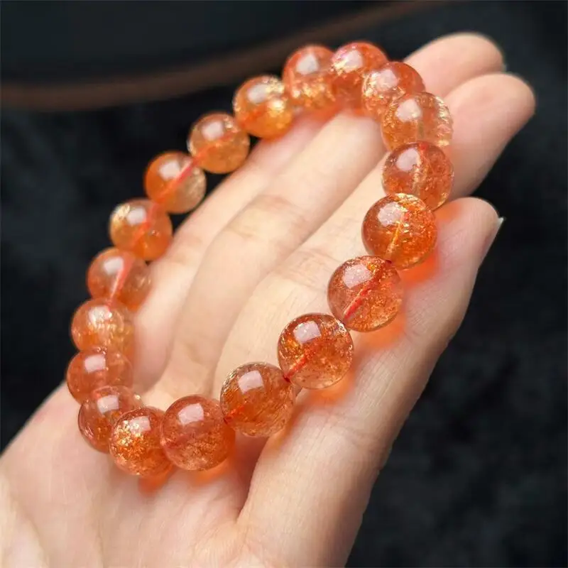 11MM Natural Gold Sunstone Quartz Bead Bracelet Healing Reiki Crystal Man Woman Fengshui Jewelry Birthday Gift 1pcs