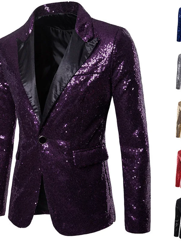 

Мужской костюм с золотыми пайетками для выступлений, клубных мероприятий, фитнеса, ведущих, студийных выступлений, приталенный, повседневный, в европейском стиле, из смесового хлопка