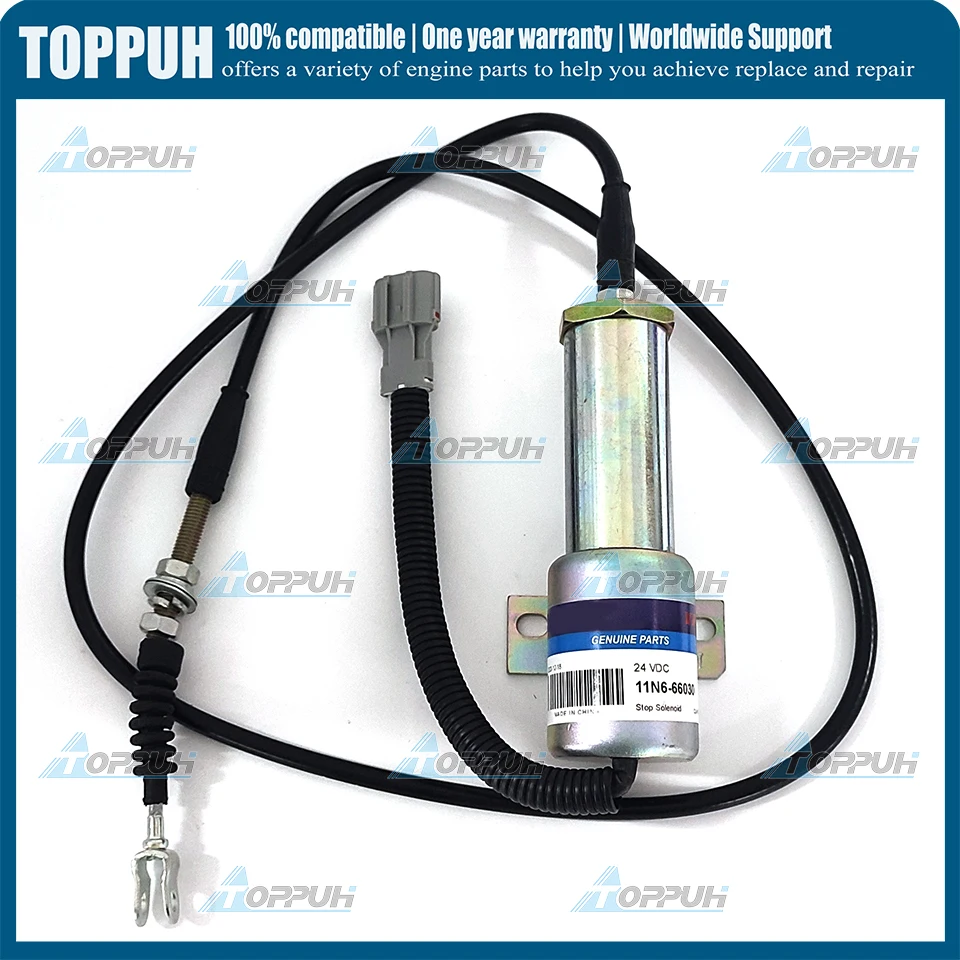 24V Fuel Shut Off Stop Solenoid 11N6-666030-24 For Hyundai Excavator 11N6-666030 24V