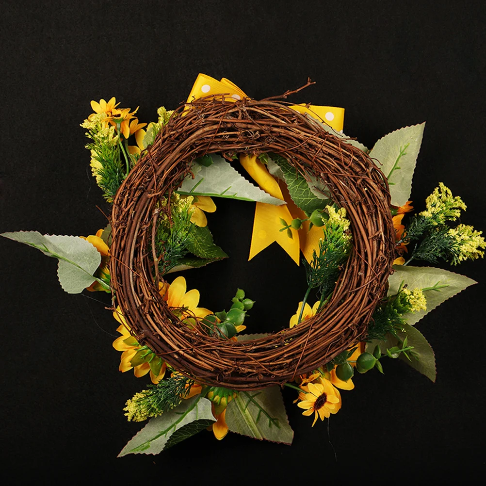 

Sunflower Wreath Artificial Yellow Comfortable Color Decorative Garland for Door Wall Bedroom Kitchen Party Wedding