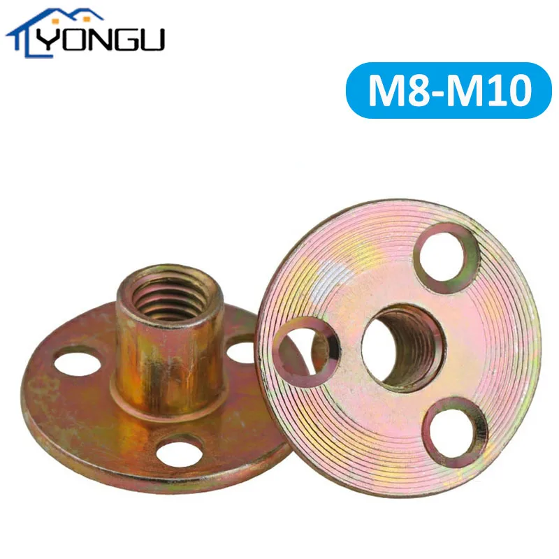 M8 M10 Iron Plate  Lock Nut Furniture Plywood Wood On Lock Nut Sofa Foot Lock Galvanized Three-Hole Nut