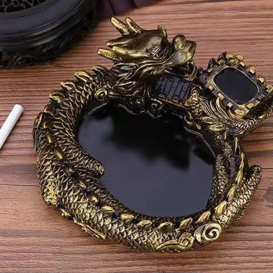 Resin Dragon Ashtray Portable Cigar Smoking Tray Indoor Outdoor Stand Animal Ornaments Living Room Bedside Office Ashtray