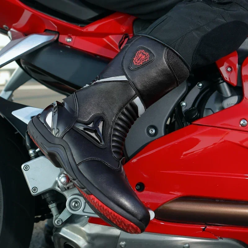 SPEED Professiona Biker Shoes Motorbike Riding Protective Gear Shift Microfibe Leather Boot Motorcycle Racing Boots SIZE 37-47