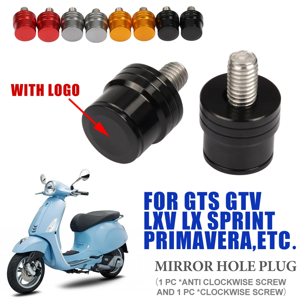 For Vespa GTS 300 PRIMAVERA 125 SPRINT 150 GTV 250 Mirrors Hole Plug Screws Rearview Blanking Plate Cover Motorcycle Accessories