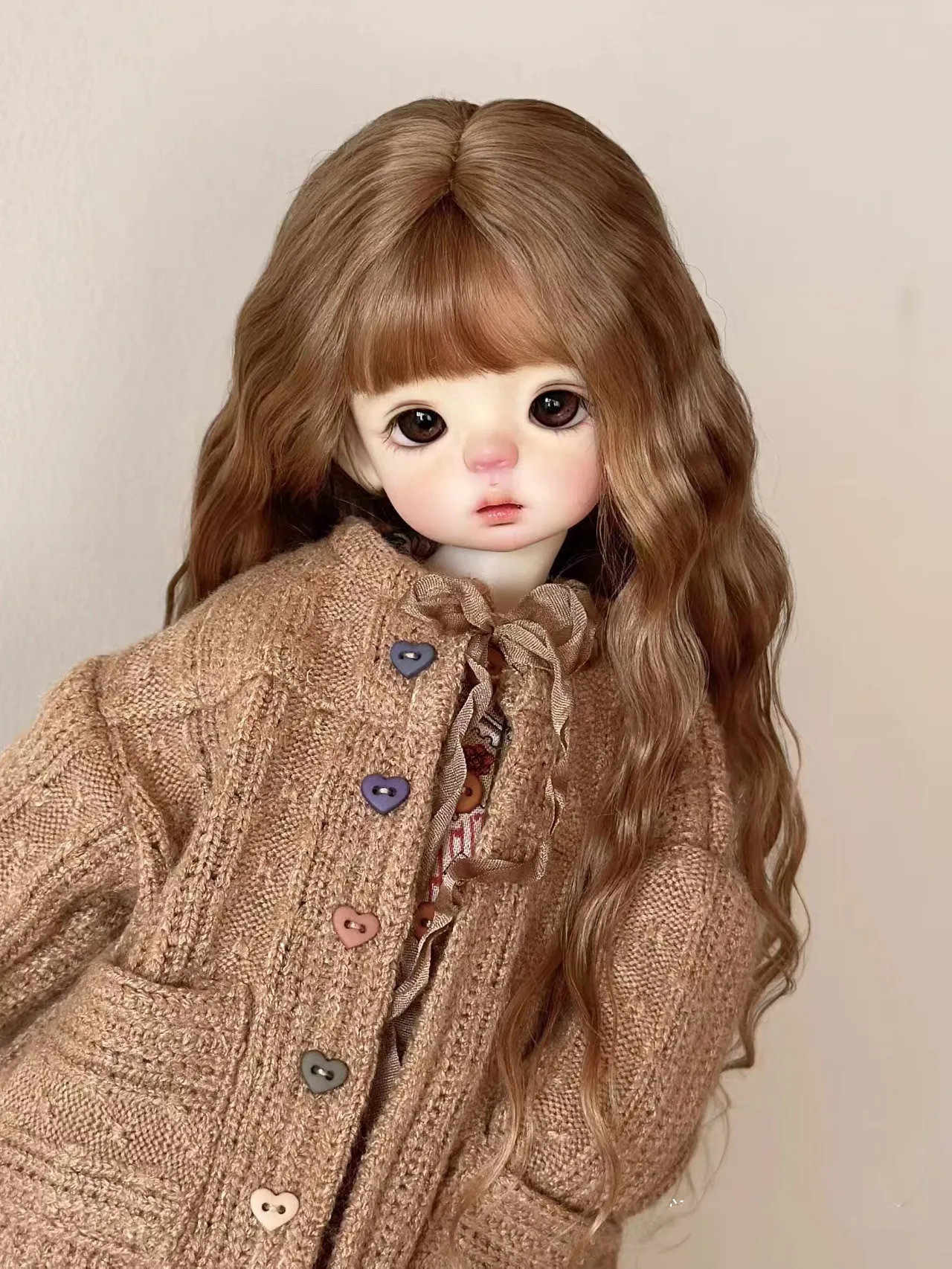 Silver-Brown 1/6 BJD Doll Hair, Hardhead Shell Mohair Wig