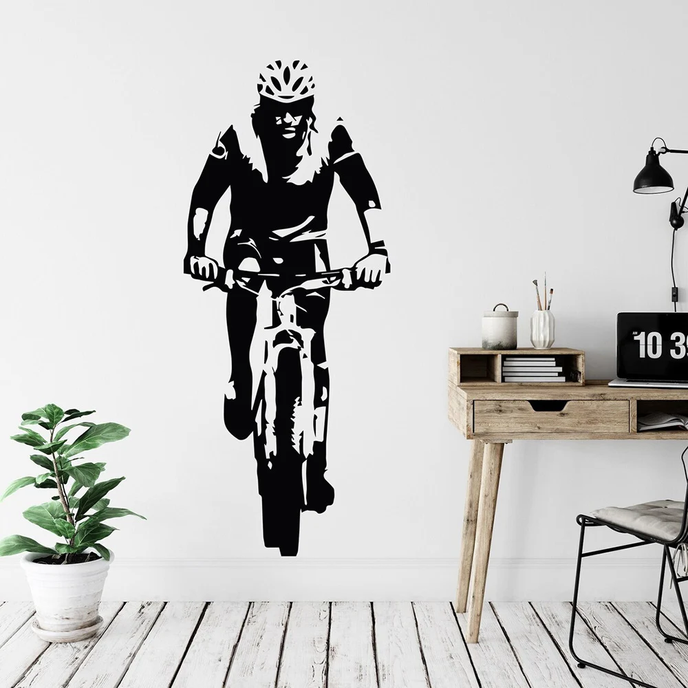 Bicycles Wall Decal Bike Sticker Vinyl Bicycle Sport Wall Sticker Cyclist Decal for Teens Boys Kids Room Decor Bike Gifts A600