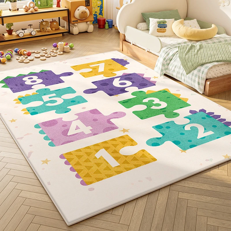 Living Room Carpet Non-slip Waterproof Wear-resistant Floor Mat Blue Cute Rug Bedroom Home Decoration Mats 양탄자