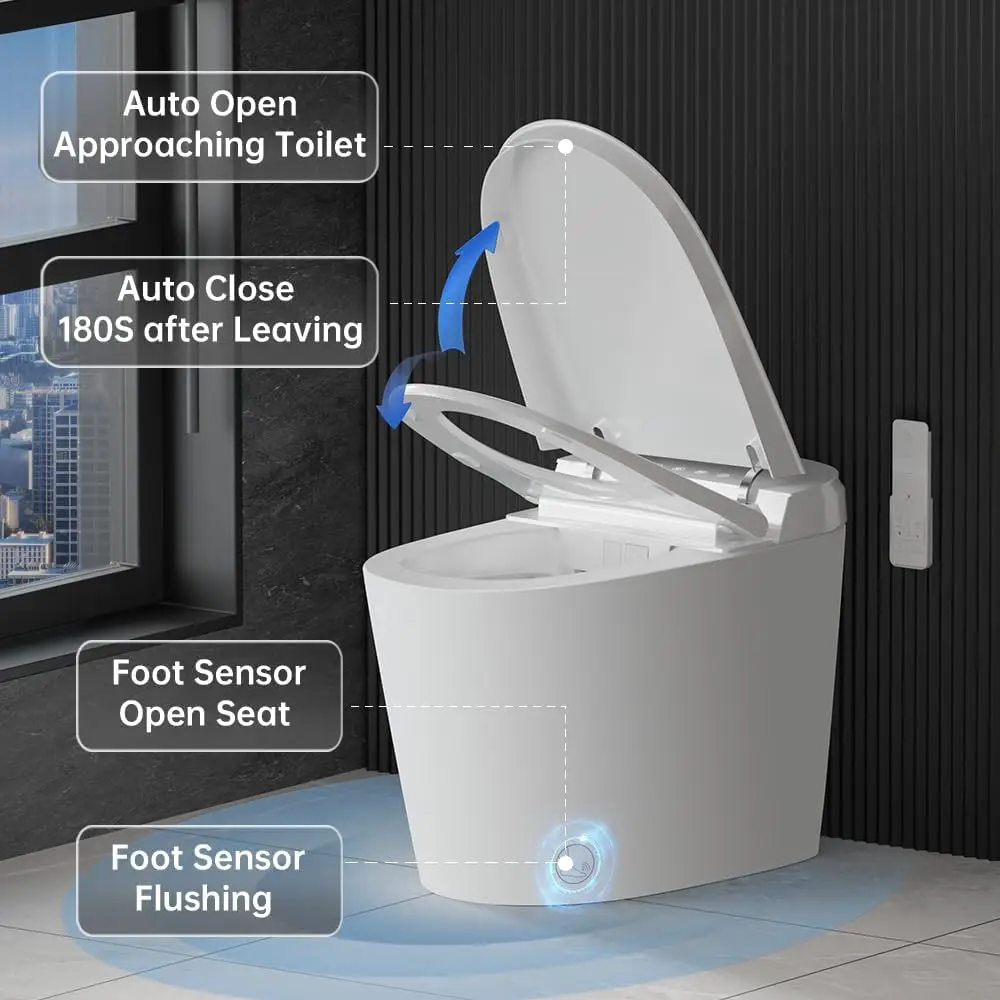 toilet, bidet, water tank built-in automatic opening/lid ADA comfort height double automatic flushing map heating seat modern
