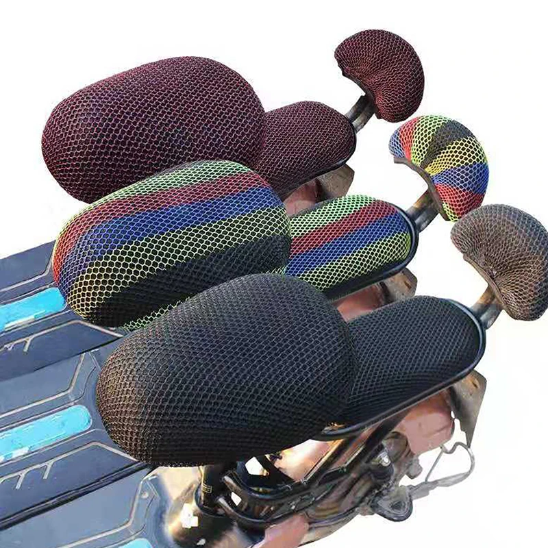 1 Set Electric Bike Seat Cover Summer Breathable Covers Cushion Net Cover Motorcycle 3D Mesh Fabric Anti-skid Pad Scooter Seat