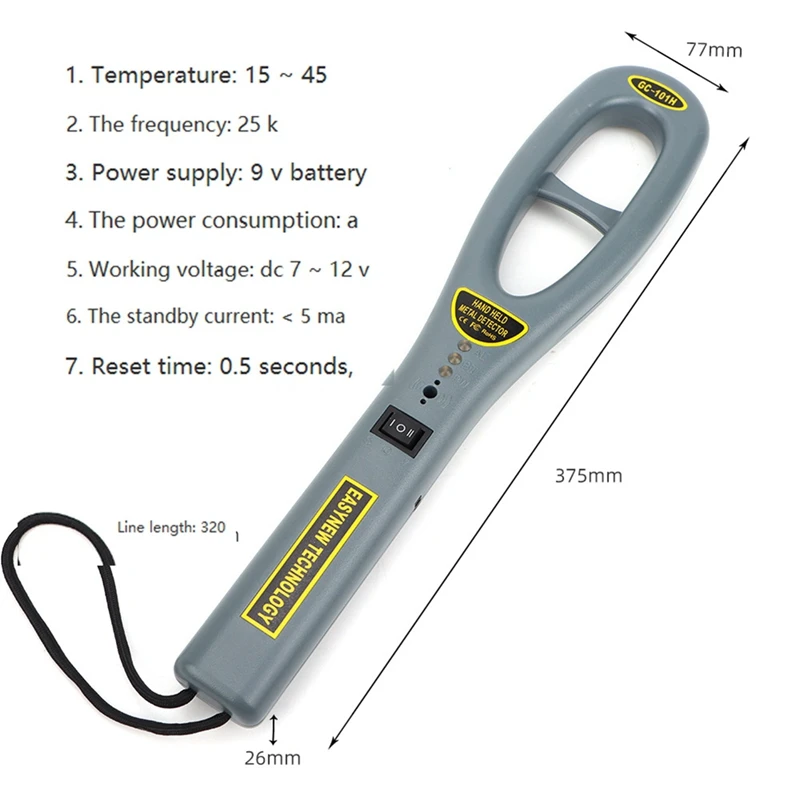 HOT KOOP Professionele GC-101H Metaaldetectoren Handheld Beveiligingsinstrument Hoge Gevoeligheid Scanner Finder Instrument