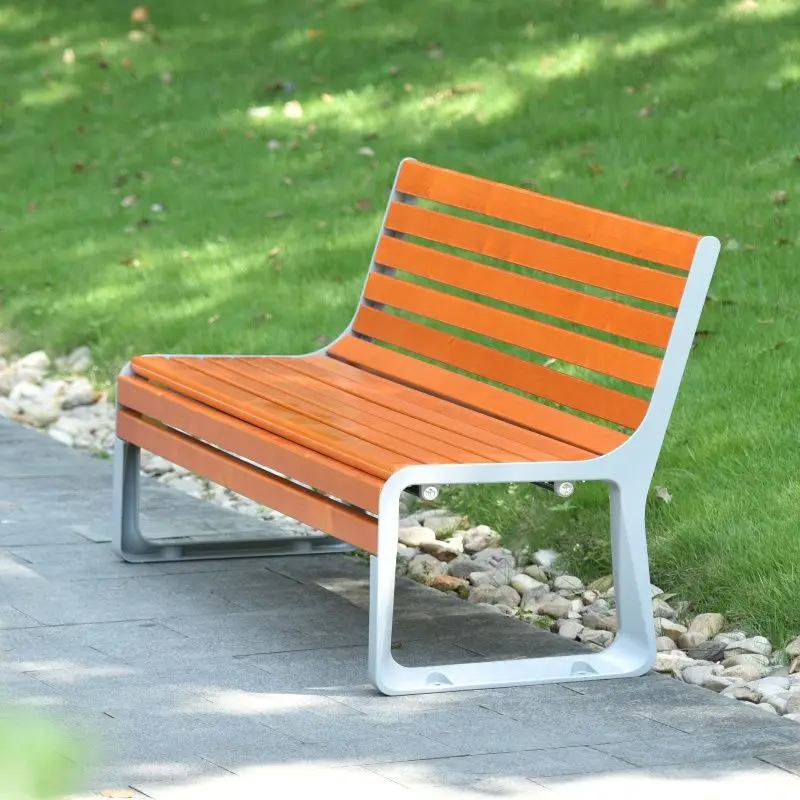 Banc d'extérieur en bois anticorrosif moderne et Simple, chaise de parc, banc en bois massif et aluminium moulé, articles ménagers d'extérieur pouvant être détermin