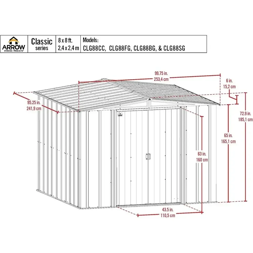 8x8 Charcoal Steel Storage Shed