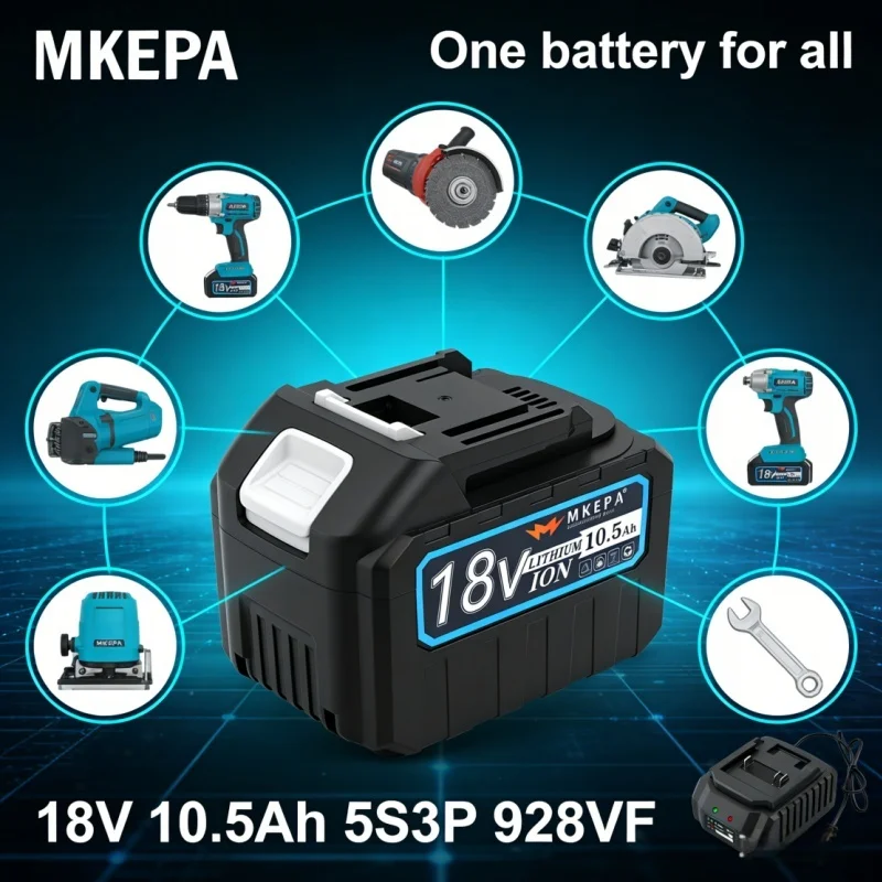 

Аккумуляторная батарея 5S3P с интеллектуальным чипом 928VF, двойная защита, мощность 18В, емкость 10,5Ач, безопасная и стабильная, без перегрева.