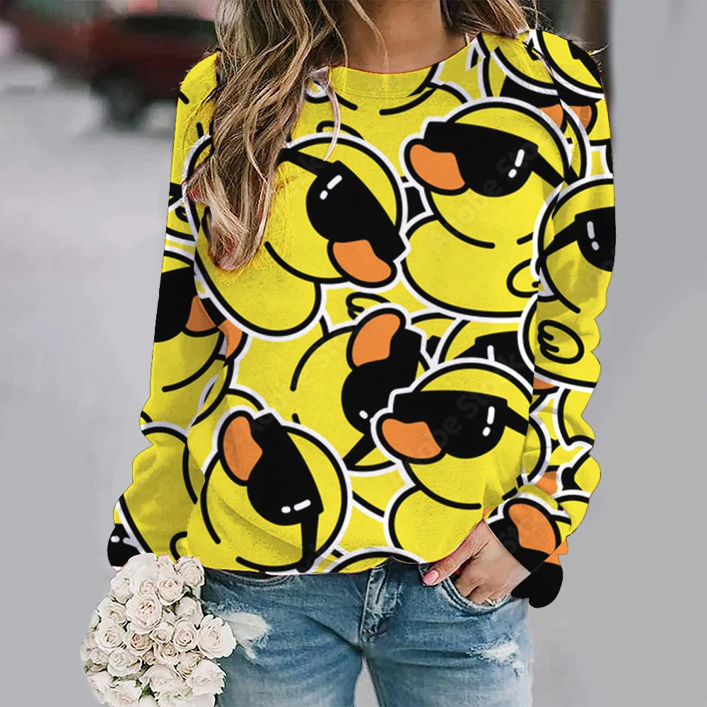 Sudadera con capucha de pato y Panda para mujer, ropa de calle con estampado 3D de animales bonitos, jersey de gran tamaño con cuello redondo, ropa