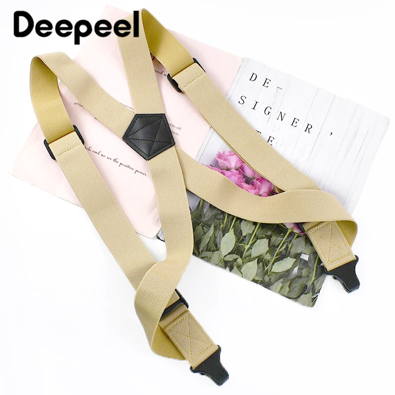 Deepeel 3.8*125 cm Moda Uomo Bretelle Per Adulti 2 Clip Laterale Bretelle di Plastica Cinghia per Cintura Camicia Pantaloni Bretella Maschile Sospensorio