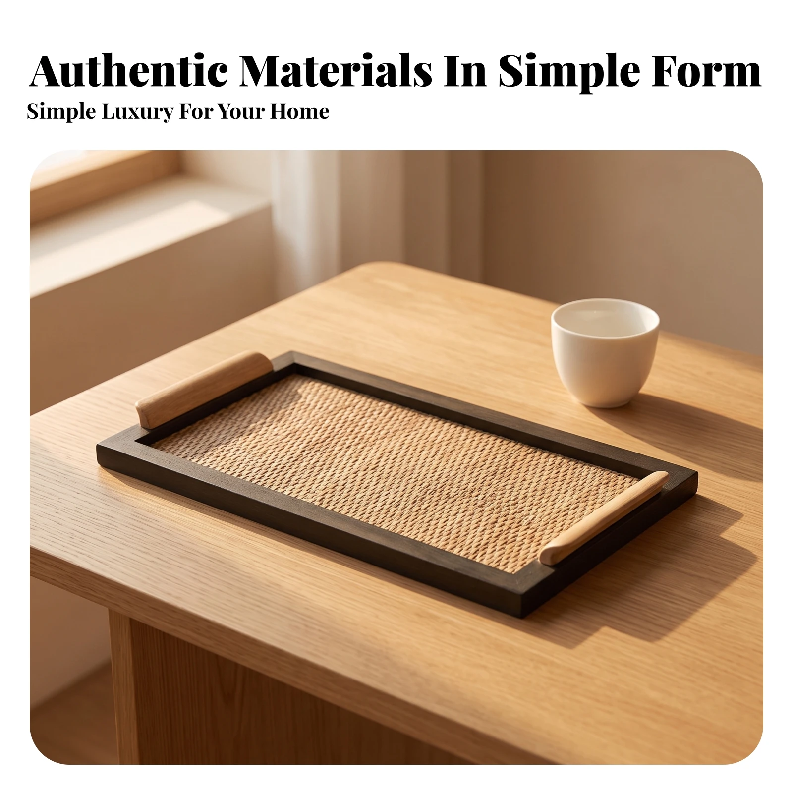 Woven Tray with Handles Slim R - Rattan Tray Handle review and price
