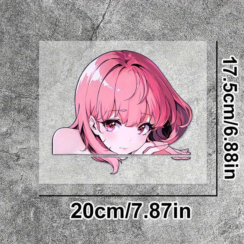Cute Anime Girl Peeking Vinyl Sticker, Waterproof Scratch Cover Decal for Car Windows & Trunk view 2
