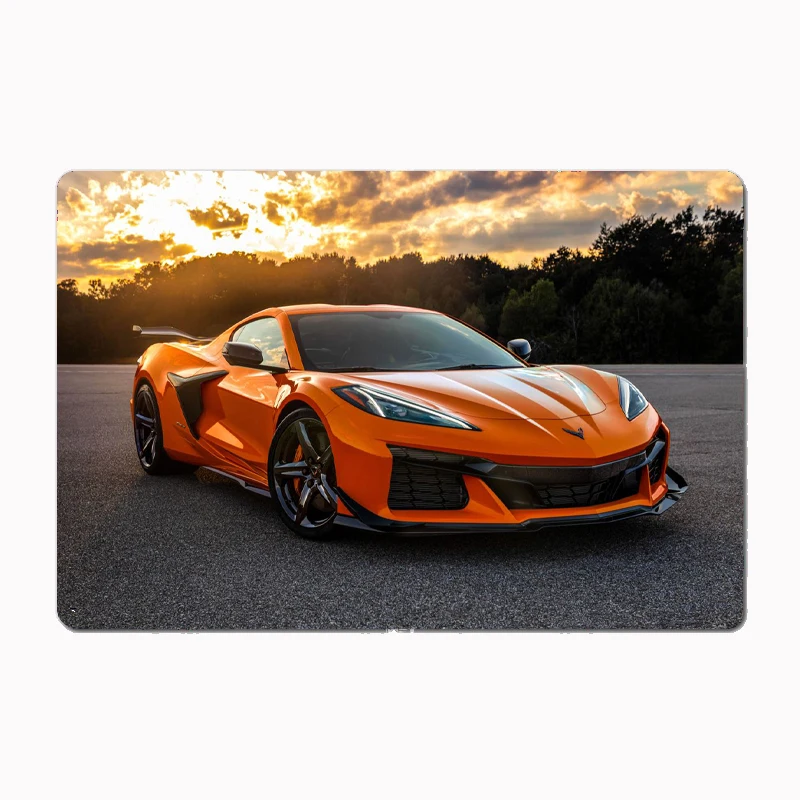 Orange Classic Exotics 2023 CORVETTE Z06 Metal Sign Poster Garage Room Decor Automobile Club Tin Home Decor