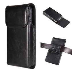 Luxury Cow magnetic Leather Belt Clip Phone Case Men Travel Waist Bag For iPhone  Samsung Xiaomi Smart phone Holster Pouch Cover