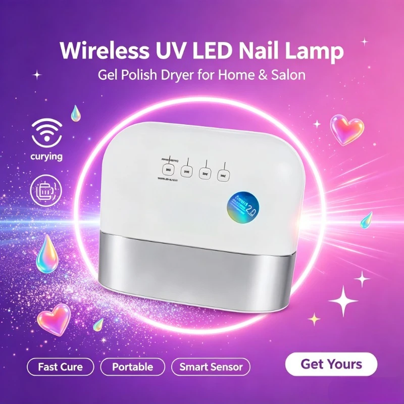 Portable Salon Manicure UV Lamp, Cordless LED Nail Dryer, Built-in Sensor & 4 Timers for Home Gel Nail Curing