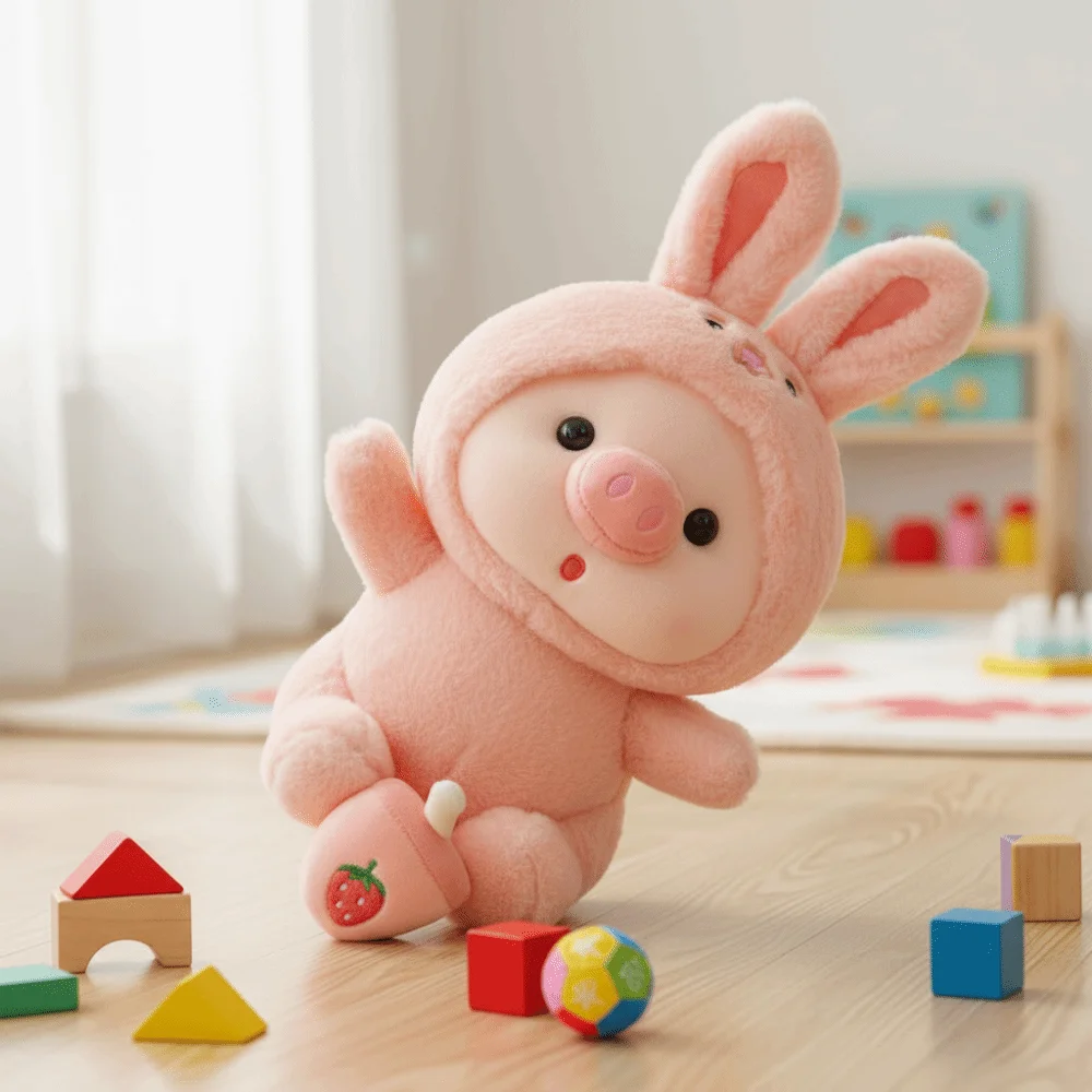 Plushies Cute Cartoon Design Cartoon Pig Kawaii Style Transformed Design Stuffed Animals Rabbit Hat Milk Tea Sofa Decoration