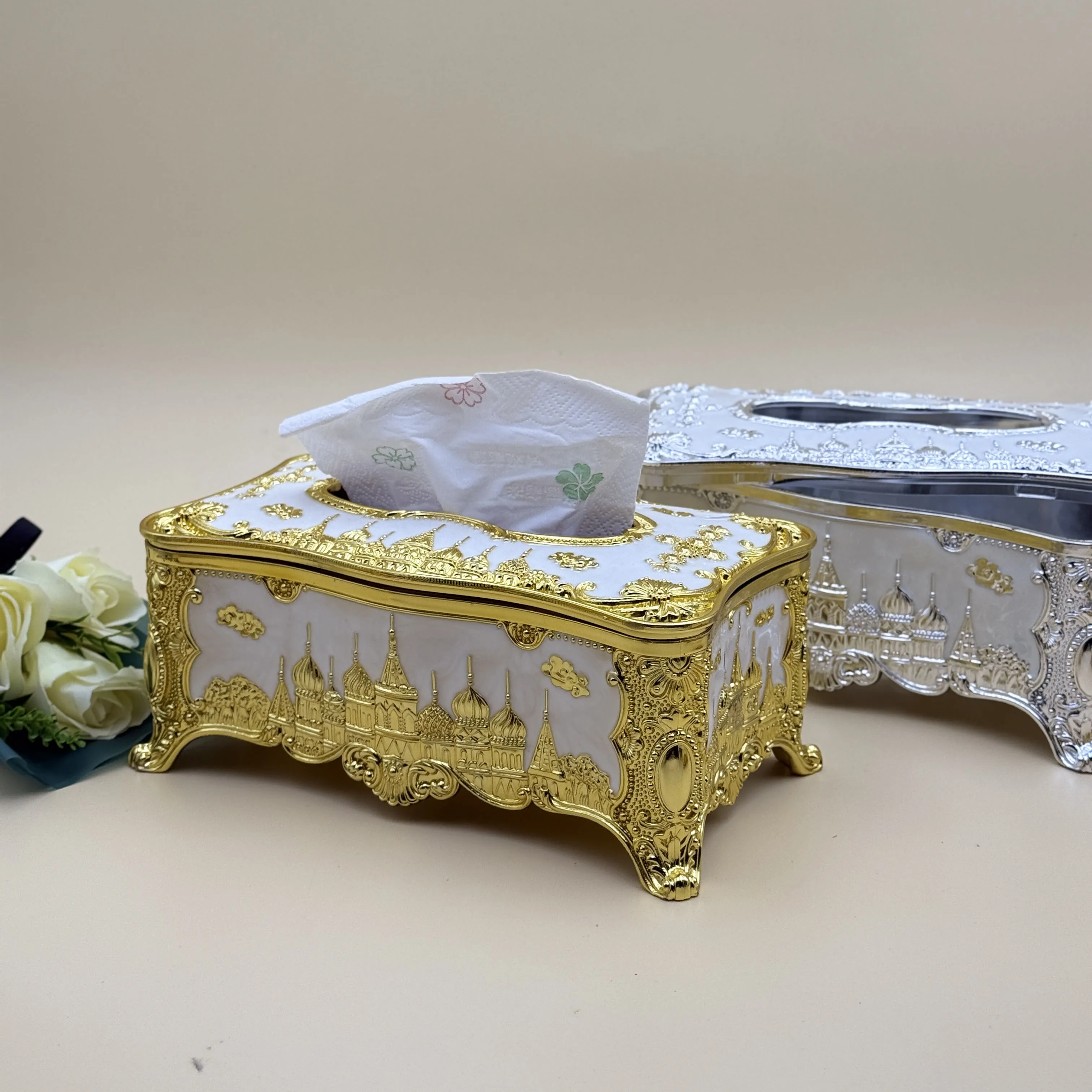 European-style castle tissue box, exquisite kitchen, living room, bedroom, hotel restaurant decorative napkin dispenser