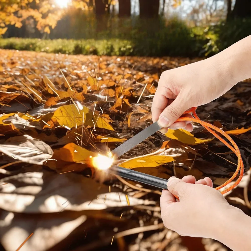 Outdoor Magnesium Rod Fire Starter with Scraper, Windproof Lighter Ignition Essential Survival Gear for Travel,Camping Emergency - view 3