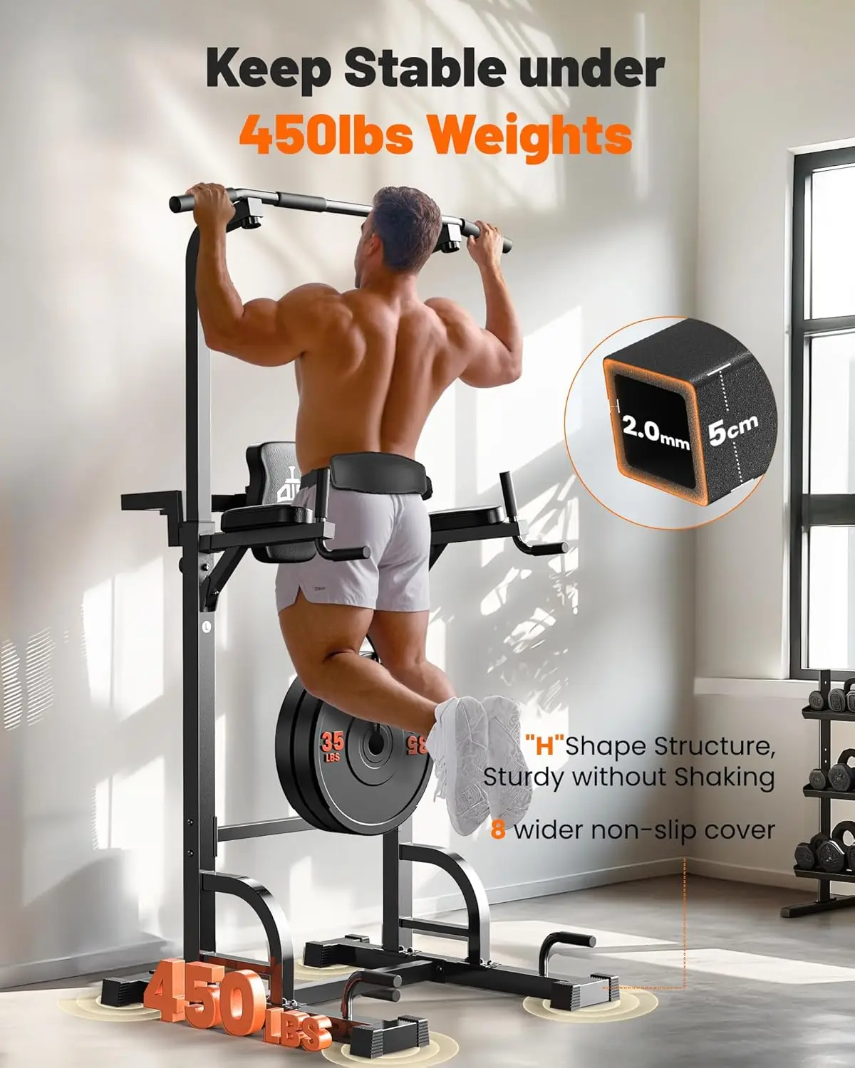 Power Tower Pull Up Dip Station Assistive Trainer Multi-Function Home Gym Strength Training Fitness Equipment