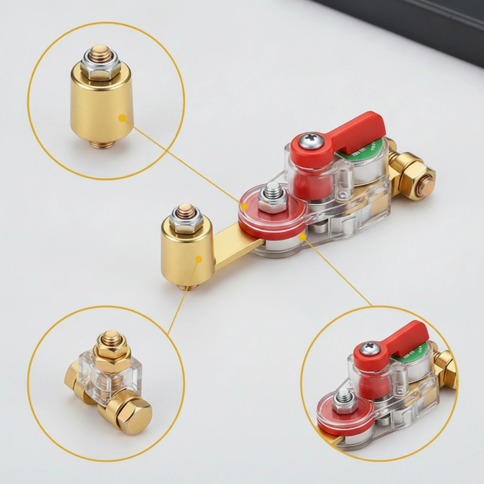 Battery Disconnect Switch Brass Battery Cut-off Switch High Conductivity Compact for Mechanics, Automotive Maintenance