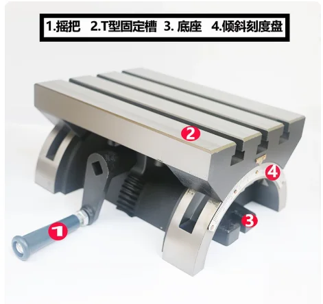 7 Inch  Adjustable Angle Precision Table, Tilting Milling Machine Worktable for Drilling and Grinding