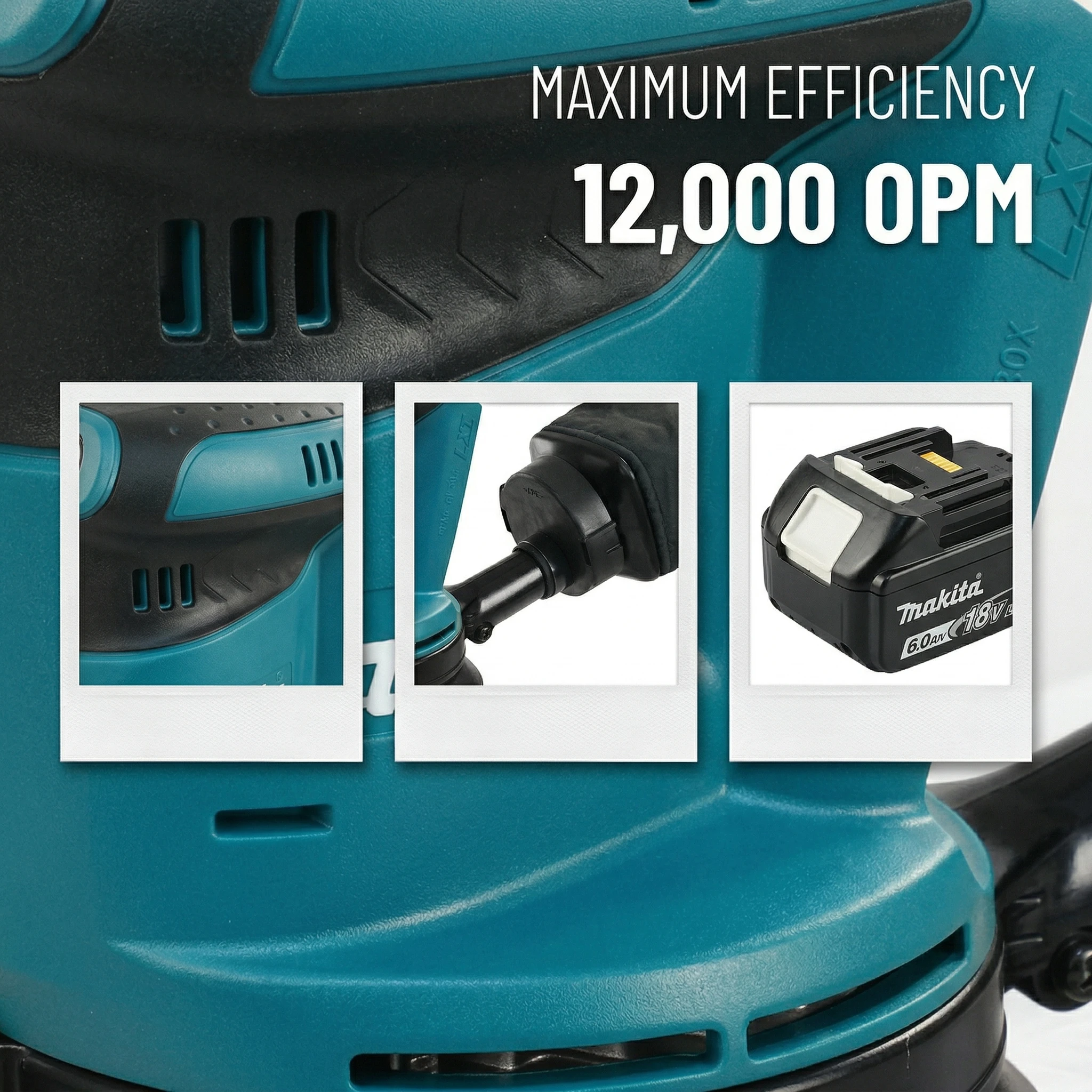 Makita DBO180Z 18V LXT Cordless Random Orbital Sander Equipped With Dust Bag For Indoor Furniture Surface Sanding Work