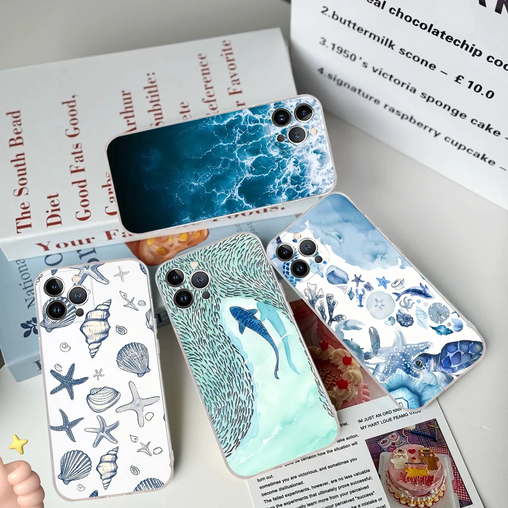 Sea Shells Phone Case Silicone Soft for iphone 16 15 14 13 12 11 Pro Mini XS MAX Plus X Cover