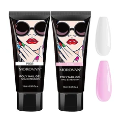 Poly Nail Gel Set - 2 Colors Poly Extension Gel Professional Poly Gel Nail Colors Packs for Beginners Poly Nail Gel