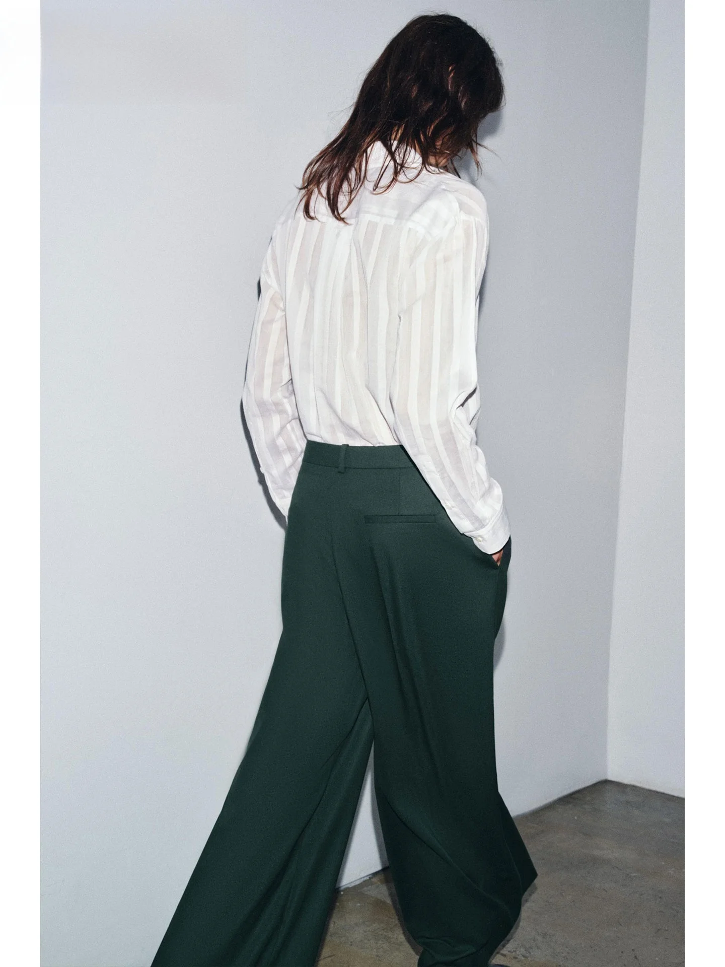 ZAPRHA Sli Casual Listrado Longo Sve Feminino irt Outono 2025 Nova Faion Loose Fit Corte Reto Outro Mistura de Materiais