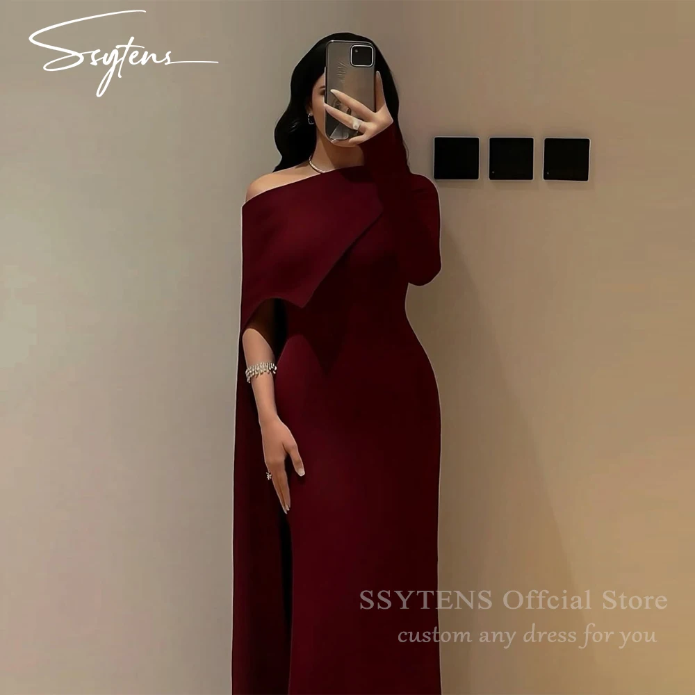 

SSYTENS Burgundy Mermaid Evening Dresses One Shoulder Sexy Long Prom Gowns Saudi Arabia Special Events Party Dresses Customized