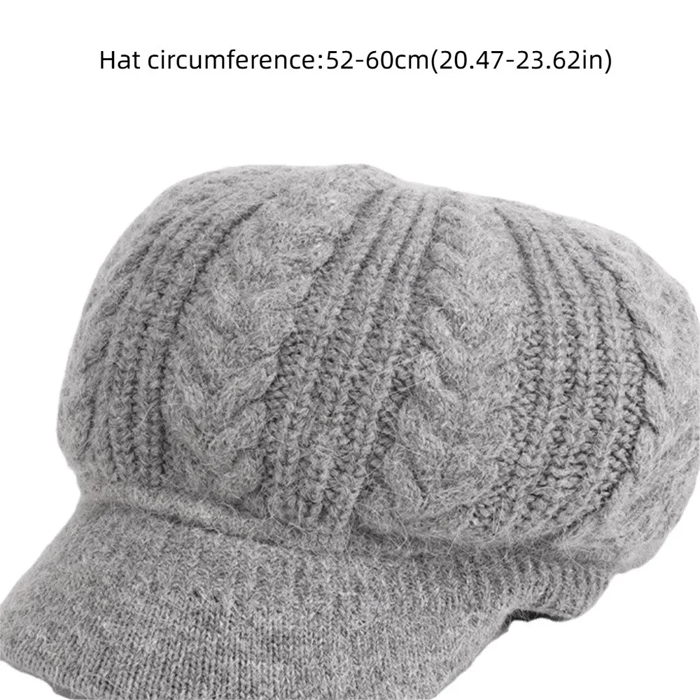 قبعة شتوية نسائية سميكة غير رسمية من الصوف الدافئ على شكل لسان البط مقاومة للرياح لحماية الأذن قبعة حياكة في الهواء الطلق #6