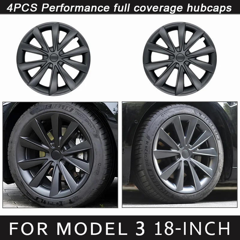 

4PCS Wheel Cover for Tesla Model 3 18-Inch 2018-2023 Performance Replacement Blade Hub Cap Automobile Full Rim Cover Accessories