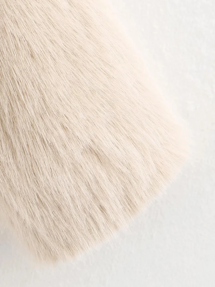 المرأة الجديدة الفراء الاصطناعي جاكيت زيبرا كم طويل بسيط التلبيب الياقة المرأة سترة قصيرة معاطف الموضة النسائية